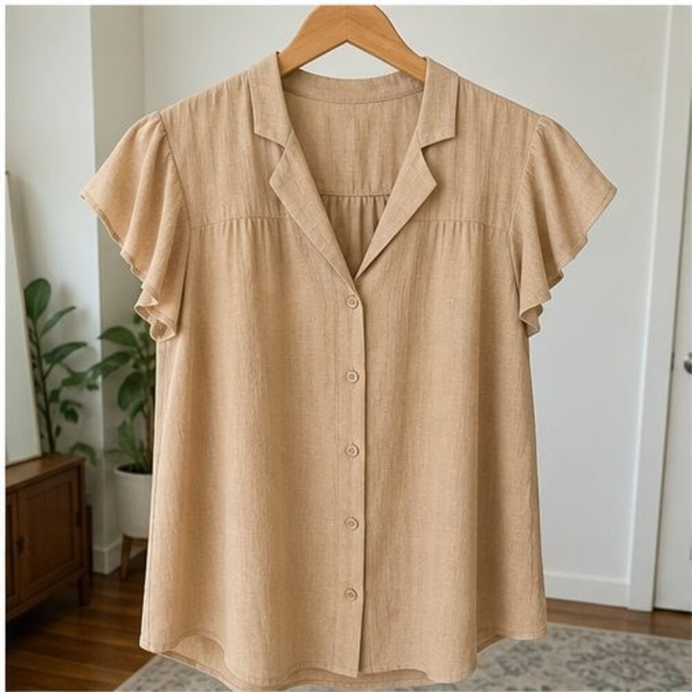 Camel Peplum Top